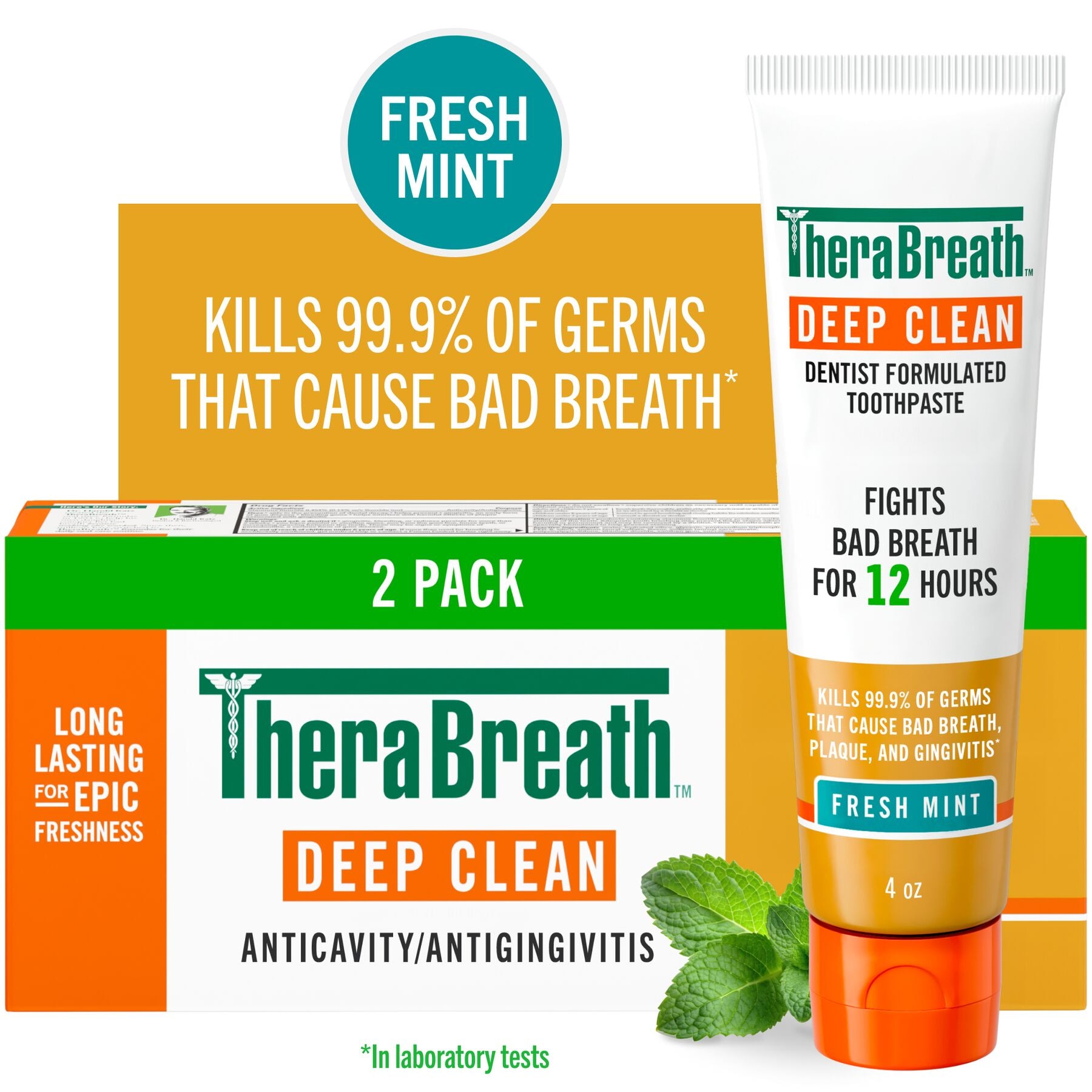 TheraBreath Deep Clean Toothpaste. Helps Fight Bad Breath. Fresh Mint