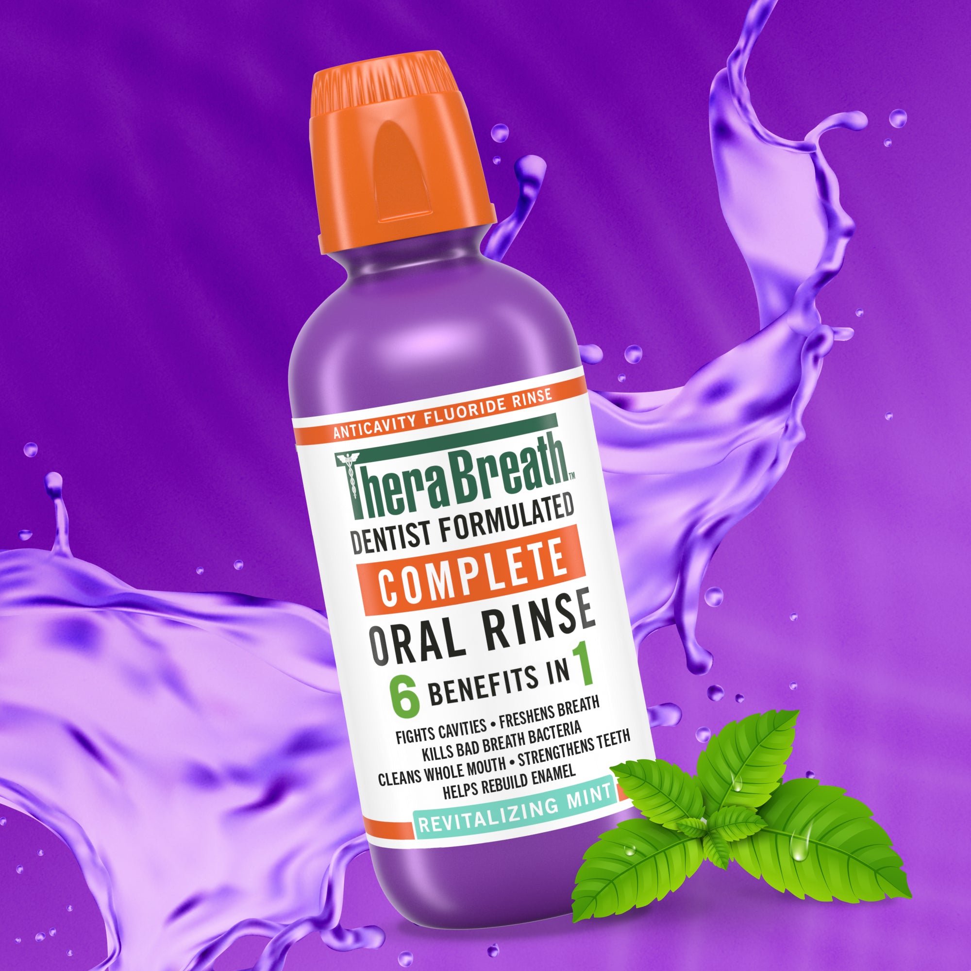 TheraBreath Complete Mouthwash. 6-in-1 Bene?ts. Alcohol-Free. Revitalizing Mint - Image 2